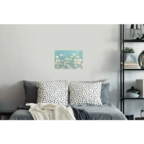 Stengels - Bloemen - Lucht - Wit Muursticker klein -slaapkamer