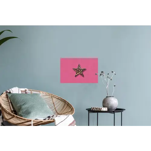 Ster - Luipaard - Print - Roze Muursticker klein -plant
