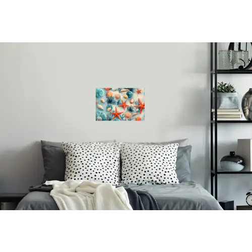 Zeesterren - Schelpen - Illustratie - Zand Muursticker klein -slaapkamer