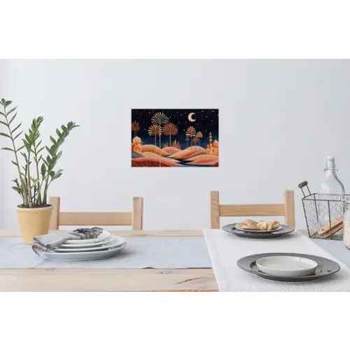 Sterrenhemel - Palmen - Rivier Muursticker klein -eettafel