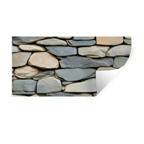 Stenen - Rustiek - Grijs Muursticker klein -3d