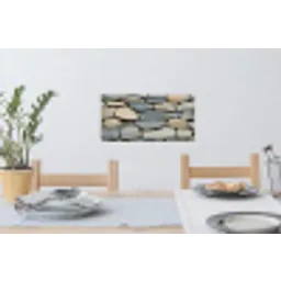 Stenen - Rustiek - Grijs Muursticker klein -eettafel