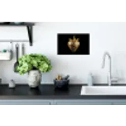 Aardbei - Goud - Zwart - Chrome Muursticker klein -keuken
