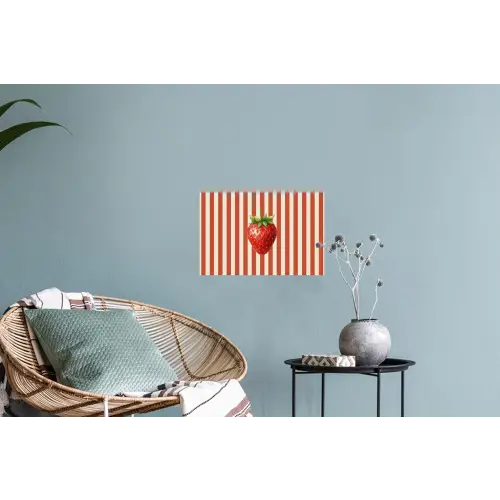 Aardbei - Strepen - Rood Muursticker klein -plant