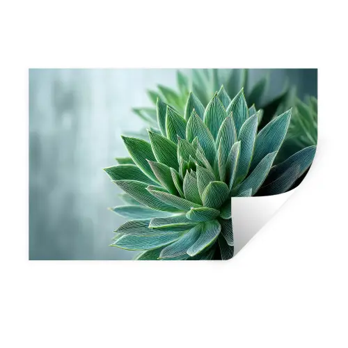 Vetplant - Bladeren - Groen - Wazig Muursticker klein -3d