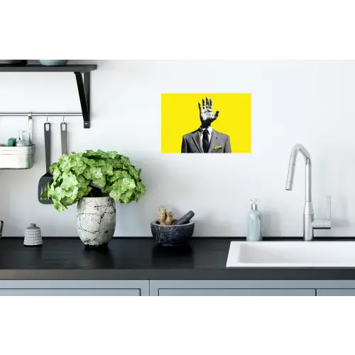 Pak - Hand - Geel Muursticker klein -keuken