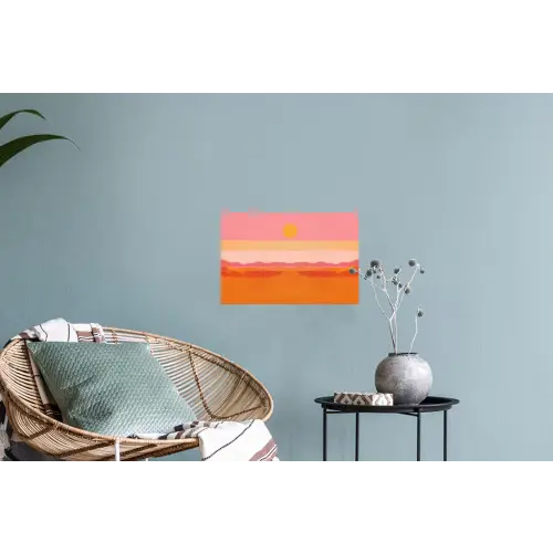 Zon - Abstract - Landschap - Oranje Muursticker klein -plant
