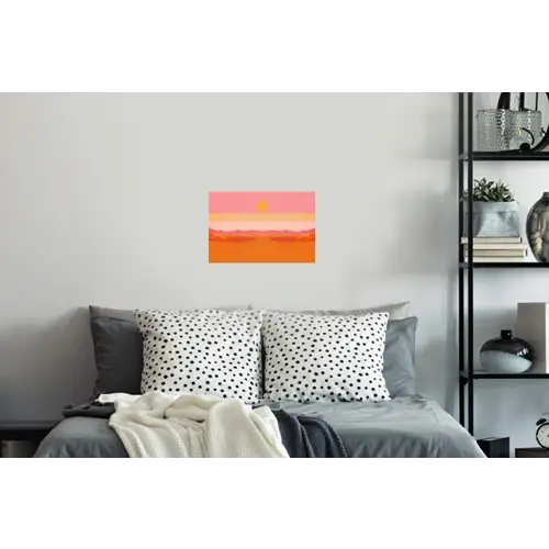 Zon - Abstract - Landschap - Oranje Muursticker klein -slaapkamer