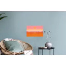 Zon - Abstract - Landschap - Oranje Muursticker klein -plant