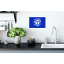 Zon - Gezicht - Penseelstructuur - Blauw Muursticker klein -keuken