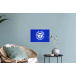Zon - Gezicht - Penseelstructuur - Blauw Muursticker klein -plant