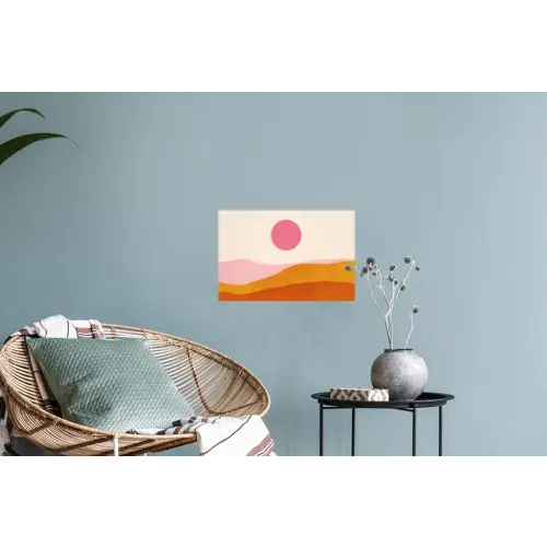 Zon - Heuvels - Abstract - Roze Muursticker klein -plant
