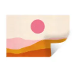Zon - Heuvels - Abstract - Roze Muursticker klein -3d