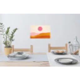 Zon - Heuvels - Abstract - Roze Muursticker klein -eettafel