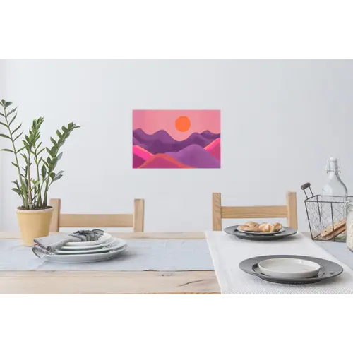 Zon - Heuvels - Paars - Abstract Muursticker klein -eettafel