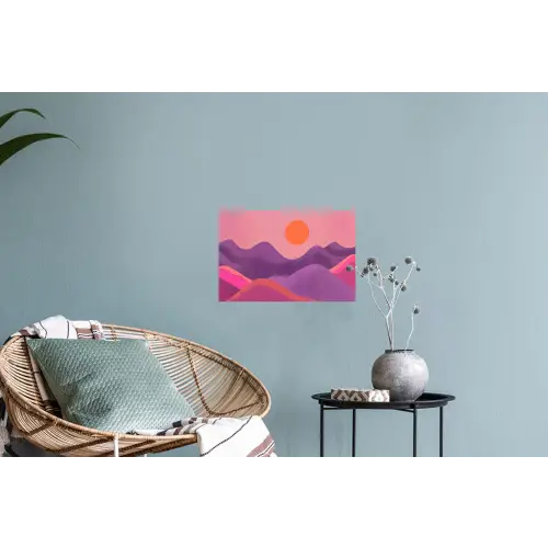 Zon - Heuvels - Paars - Abstract Muursticker klein -plant