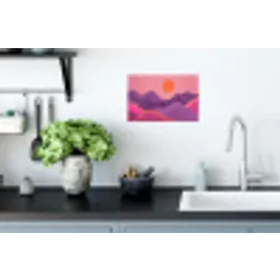 Zon - Heuvels - Paars - Abstract Muursticker klein -keuken
