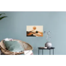 Zon - Heuvels - Boom - Abstract Muursticker klein -plant