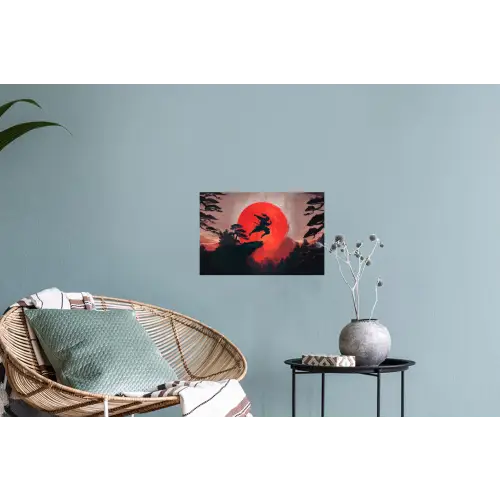Zon - Krijger - Bomen - Bergen Muursticker klein -plant