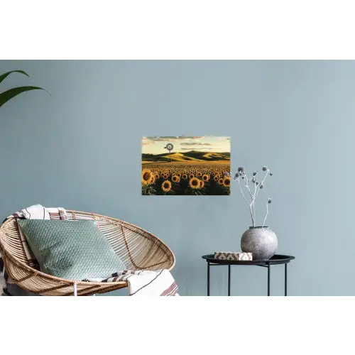 Zonnebloem - Veld - Windmolen Muursticker klein -plant
