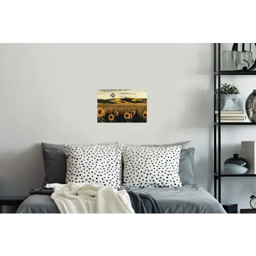 Zonnebloem - Veld - Windmolen Muursticker klein -slaapkamer