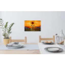 Zonnebloem - Mozaïek - Zonsondergang - Geel Muursticker klein -eettafel