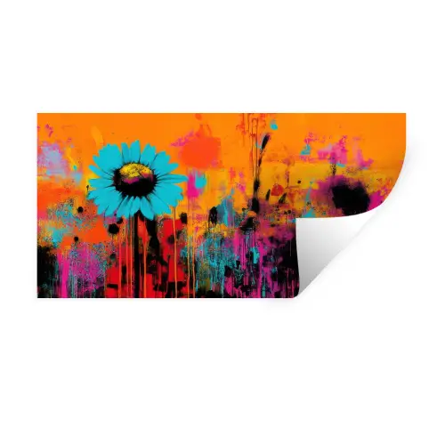 Zonnebloemen - Abstract - Oranje Muursticker klein -3d