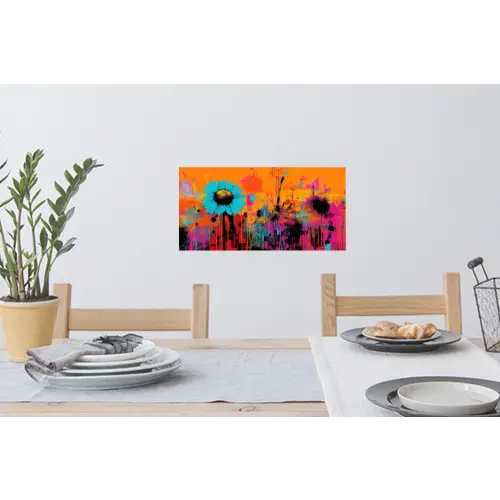 Zonnebloemen - Abstract - Oranje Muursticker klein -eettafel