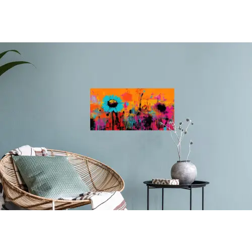Zonnebloemen - Abstract - Oranje Muursticker klein -plant