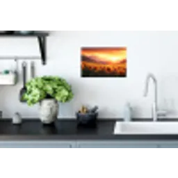 Zonnebloemen - Zonsondergang - Landschap Muursticker klein -keuken