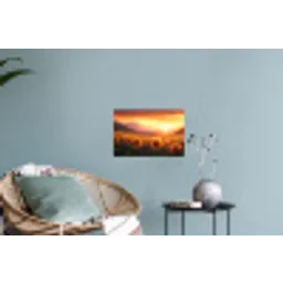 Zonnebloemen - Zonsondergang - Landschap Muursticker klein -plant