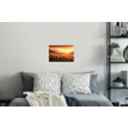 Zonnebloemen - Zonsondergang - Landschap Muursticker klein -slaapkamer