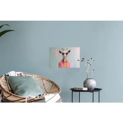 Zonnebril - Roze - Geit - Horen Muursticker klein -plant