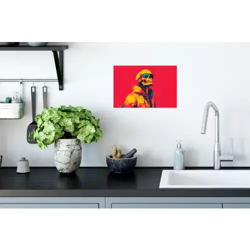Zonnebril - Schedel - Jas - Rood Muursticker klein -keuken