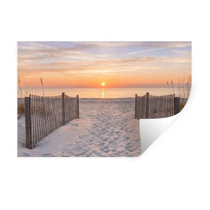Zonsondergang - Strand - Zand Muursticker klein -3d