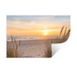 Zonsondergang - Duinen - Zee Muursticker klein -3d