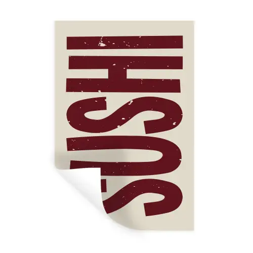 Sushi - Rood - Japandi - Decoratie Muursticker klein -3d