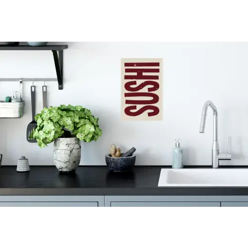 Sushi - Rood - Japandi - Decoratie Muursticker klein -keuken