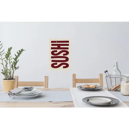 Sushi - Rood - Japandi - Decoratie Muursticker klein -eettafel