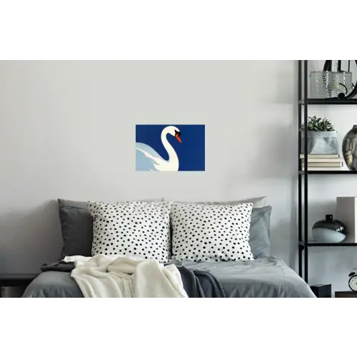Zwaan - Wit - Snavel - Illustratie Muursticker klein -slaapkamer