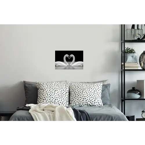 Zwanen - Hart - Zwart - Wit Muursticker klein -slaapkamer