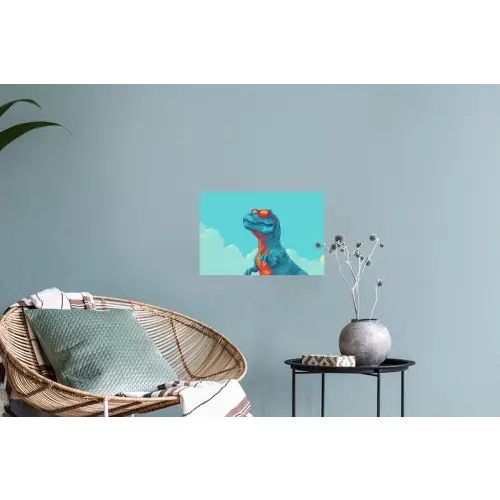 T-Rex - Blauw - Wolken - Zonnebril Muursticker klein -plant