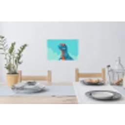 T-Rex - Blauw - Wolken - Zonnebril Muursticker klein -eettafel