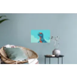 T-Rex - Blauw - Wolken - Zonnebril Muursticker klein -plant