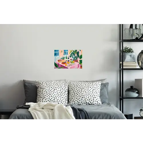 Tafel - Wijn - Fruit Muursticker klein -slaapkamer