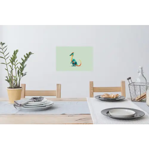 Staart - Dino - Minimalistisch - Blauw Muursticker klein -eettafel