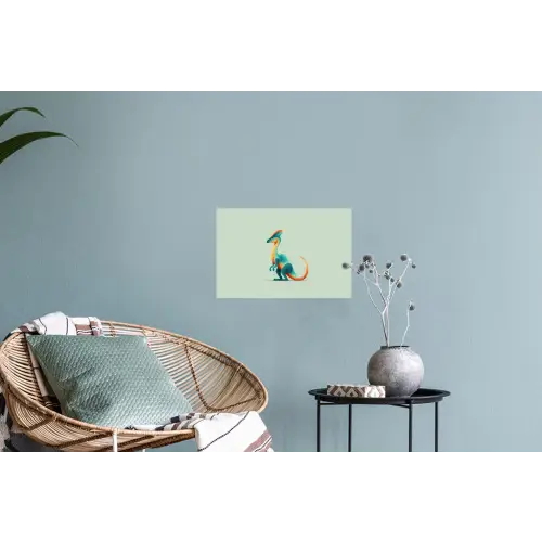 Staart - Dino - Minimalistisch - Blauw Muursticker klein -plant