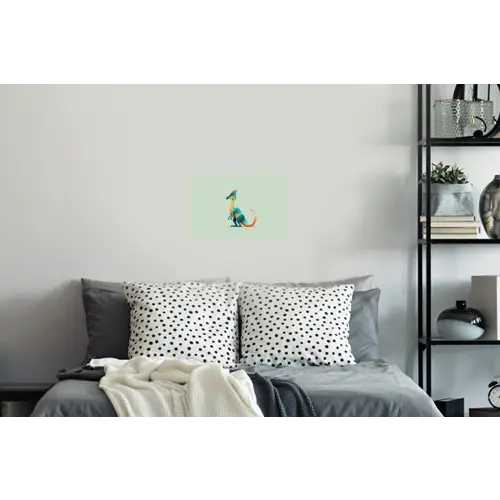 Staart - Dino - Minimalistisch - Blauw Muursticker klein -slaapkamer