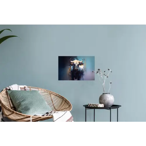 Stier - Zwart - Abstract - Horens Muursticker klein -plant