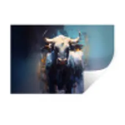 Stier - Zwart - Abstract - Horens Muursticker klein -3d